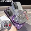 KEYSION Glitzernder, juwelierter magnetischer Handyhülle für Samsung Galaxy S25 Ultra 5G S24+ Plus S23 FE Kosmetikspiegel Ständer Stoßfeste Abdeckung