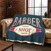 Vintage Barber Shop Logo Cartoon Flannel Blanket Soft Warm Throw Blanket for Bedroom Living Room Bed Travel Camping Picnic Gift