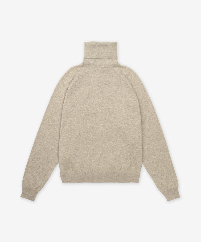 SAINT LAURENT Cashmere Cassandre Embroidered Logo High-Neck Knit - Beige / 820746Yall22601