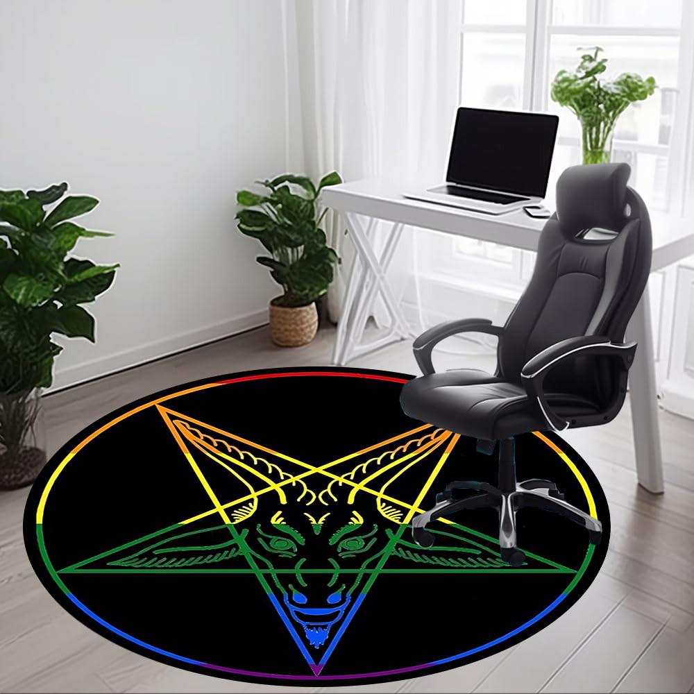 1 pièce Baphomet, Tapis Rond de Bureau Occulte, Sous les Chaises de Bureau Chambre à Coucher Salon Décoration de la Maison, Déco de Pièce, Disponible en Différentes Tailles
