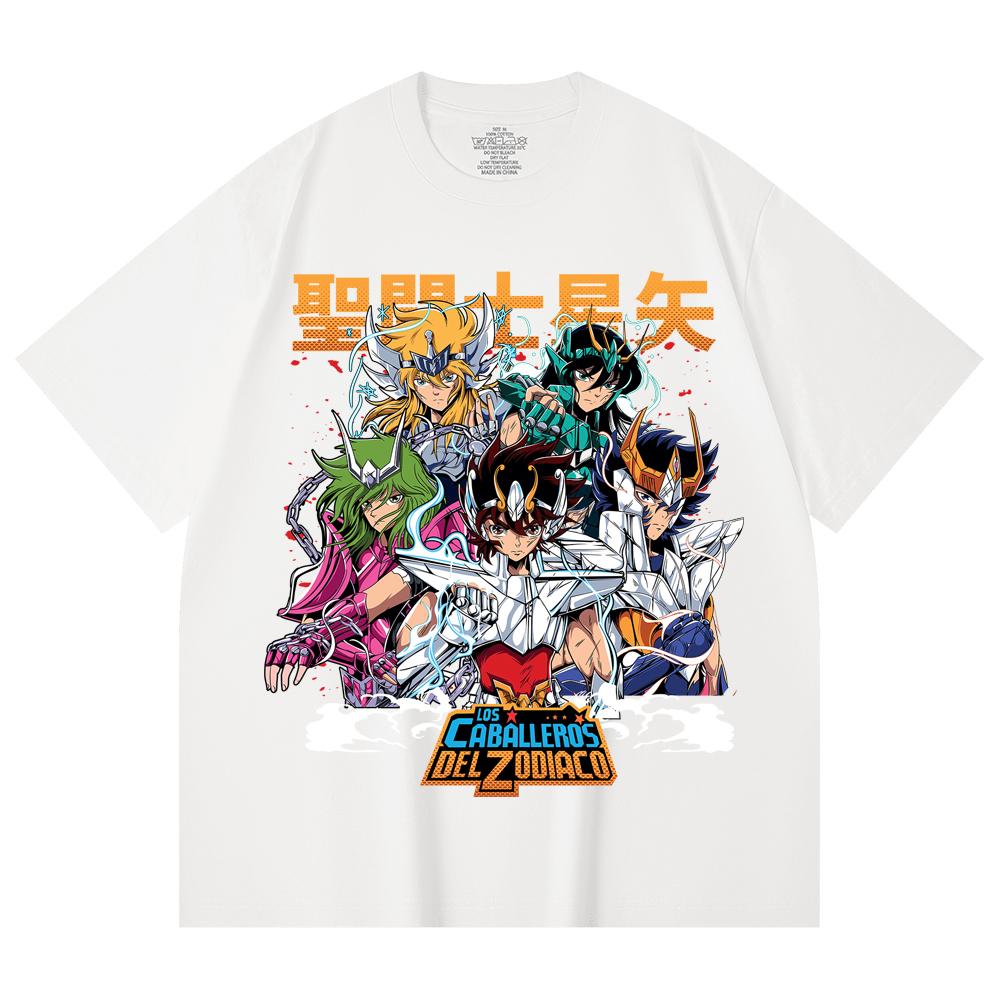 230 Gsm 100% Katoen Saint Seiya V1 Print Unisex Zwaar Katoen T-shirt