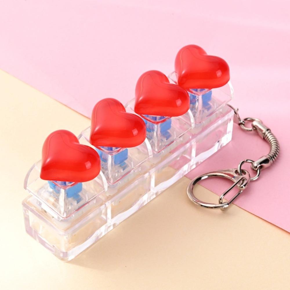 4 Knoppen Klikbare Knop Fidget Speelgoed Decompressie Fidget Sleutelhanger Tas Hanger