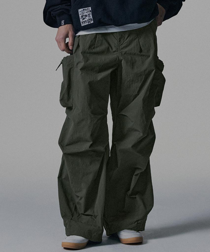 NOT4NERD Nylon Big Pocket Parachute Pants - Khaki