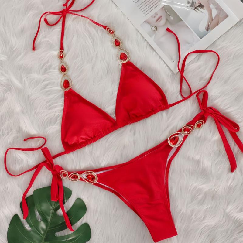 Black Sexy Bikinis 2025 Swimsuit With Rhinestones Women Swimwear Female Push Up Bikini Beach Swim Wear Bathing Suit Pool Bather