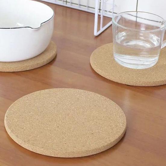 Conjunto de 2 peças de tripé de cortiça resistente ao calor, bases para copos de cortiça grossas para pratos quentes, jogos americanos redondos versáteis de cortiça para mesa de cozinha