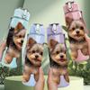 1PC Short Hair Yorkie Puppy Portrait 750ml Color Plastic Sports Water Bottle Leakproof Flip Straw Lid Suitable for Sports Office Home Use