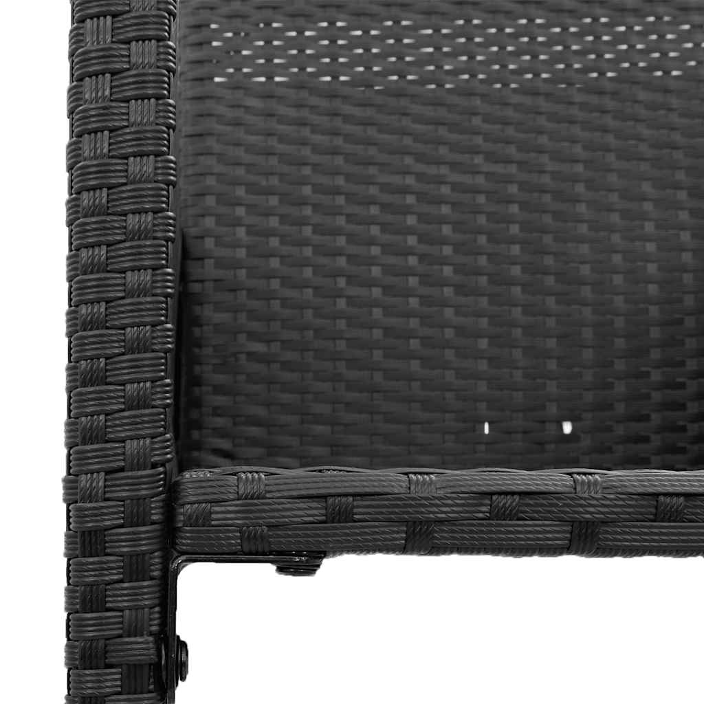 7 Piece Outdoor Bar Set without Cushions Black Poly Rattan Acacia