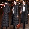 Winter Women's Black Down Jacket Female Thickened Slim Long Hooded Cotton Coat Office Ladies Warm Padded Jacket Outwear