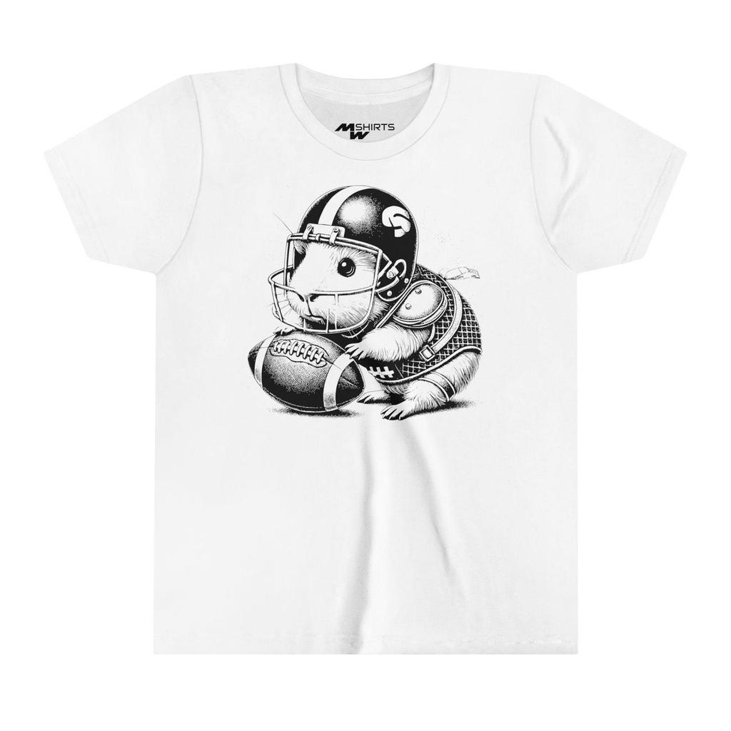Football Chinchilla T-Shirt: Engraving-Style Youth Tee