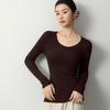 Mengyi Spring 18-Gauge Fine Wool U-Neck Slim Fit Women's Sweater
