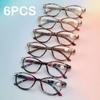 6PCS Reading Eyeglasses For Female Personality Cat Eye Reader Rivet Decorative Frames Amplifier For Presbyopic Glasses Stylish Ladies