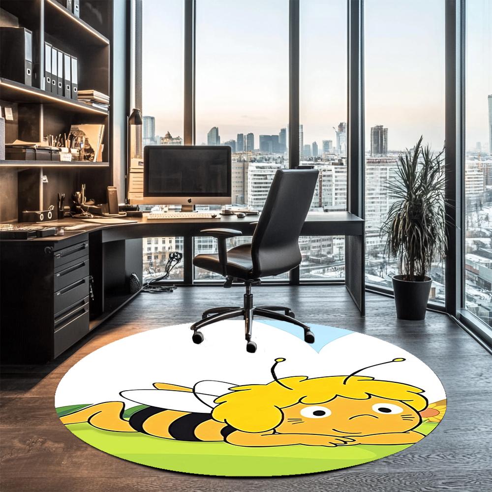 Maya de Bij Bedrukte Ronde Vloerkleed Tapijt Stoelkleed Vloerkleed Entree Deurmatten, voor Kantoorstoel Woonkamer Slaapkamer Keuken.
