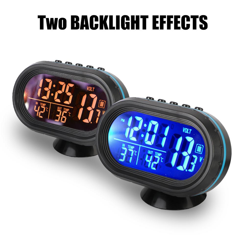 LCD Digitálne nočné hodiny 3v1 Auto Voltmeter Teplomer 12V/24V Podsvietenie Elektronický interiér Doplnky auta Upozornenie na zamrznutie