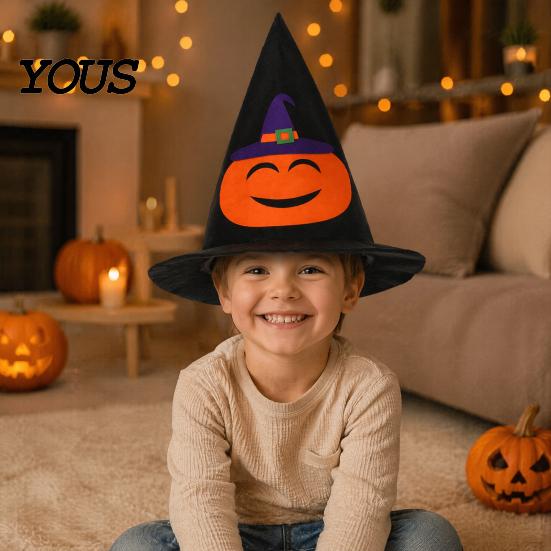 Comfortable Breathable Festival Hat Halloween Pumpkin for Kids Adults, Funny Plush Store Window Decor Witch Party Costume, Cosplay, Stage Performances