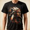 Indian Chief Native American Feather Headdress Artwork T-Shirt ,Unisex Tees