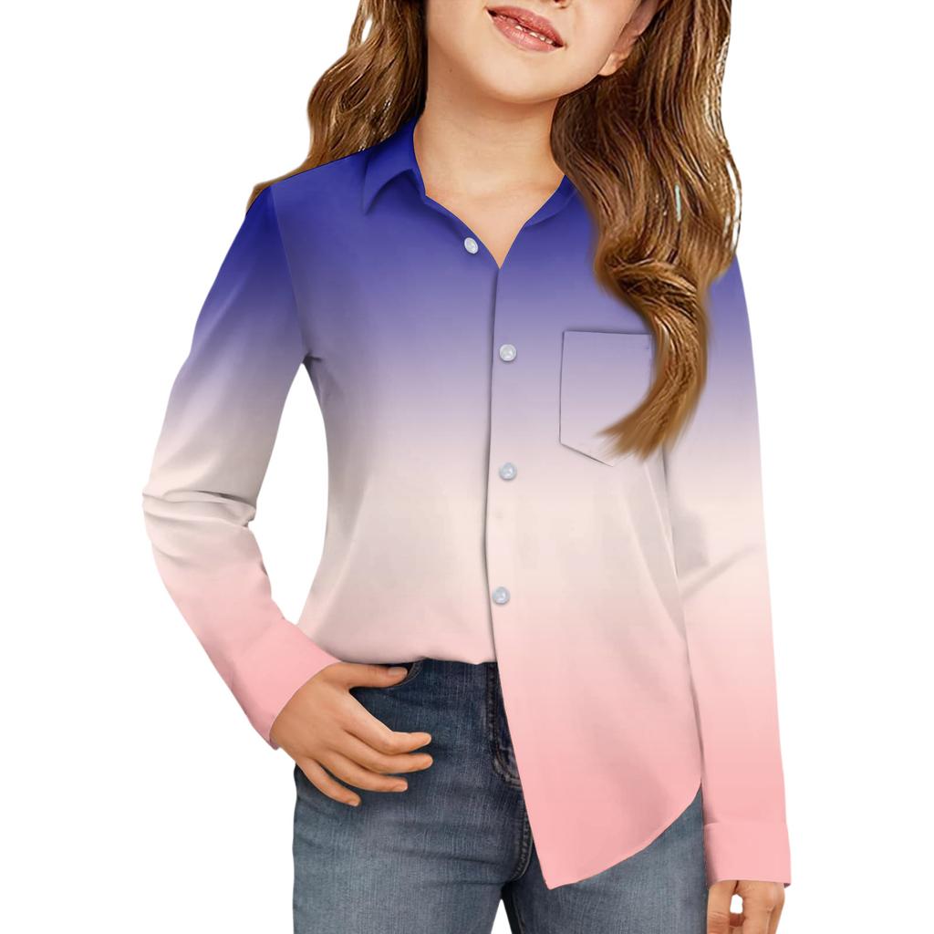 Girls' Button-Down Shirt - Long Sleeve Dress Blouse