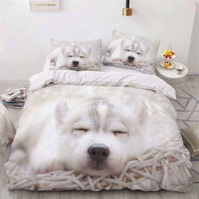 Schattige Honden Dekbedovertrek Huisdier Hond Grappig Dier Beddengoed Collectie 3D Print Puppy Dekbedhoes Kussenslopen Volledig King Voor Kinderen Tieners Decor