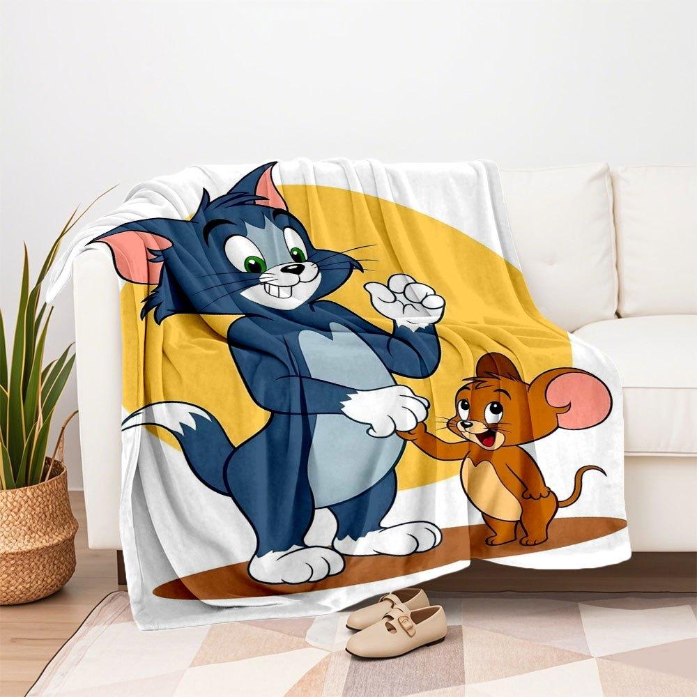 "Tom & Jerry Adventure: Classic Cartoon Characters Merchandise"Blanket Flannel Throw Blanket for Sofa, Bed, Travel, Camping, Office
