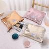 Fashion Shiny Sequins Cosmetic Bag Portable Women Clutch Zipper Pouch Handbag Makeup Toiletries Storage Square Bag