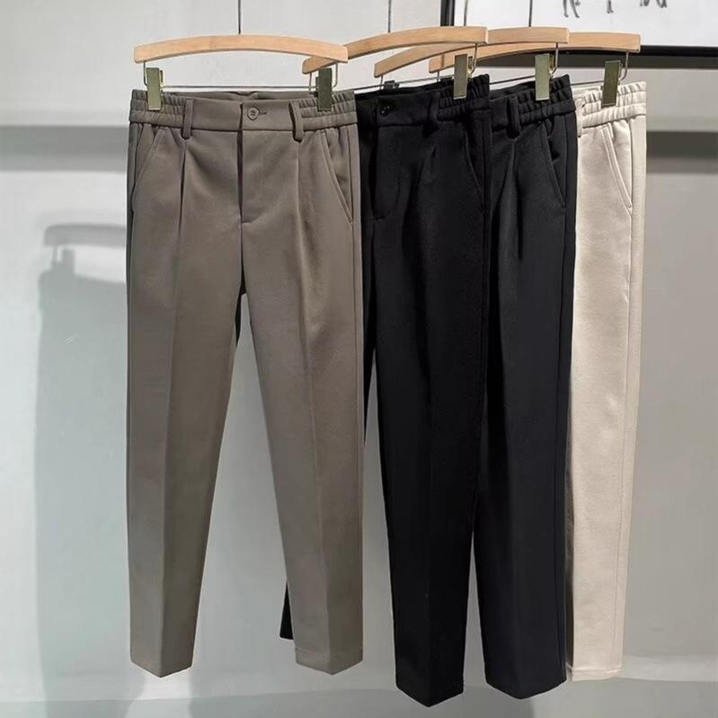 Suit pants nine-point pants men's light luxury business slim-fitting trendy pants retractable waist casual pants trendy