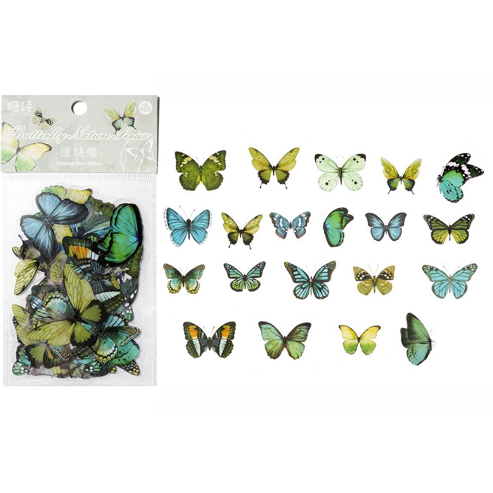 40pcs Colorful Butterfly Wings Stickers Epoxy Resin Fillings Plant Sticker for DIY Silicone Mold Filler Nail Art Crafts Decor