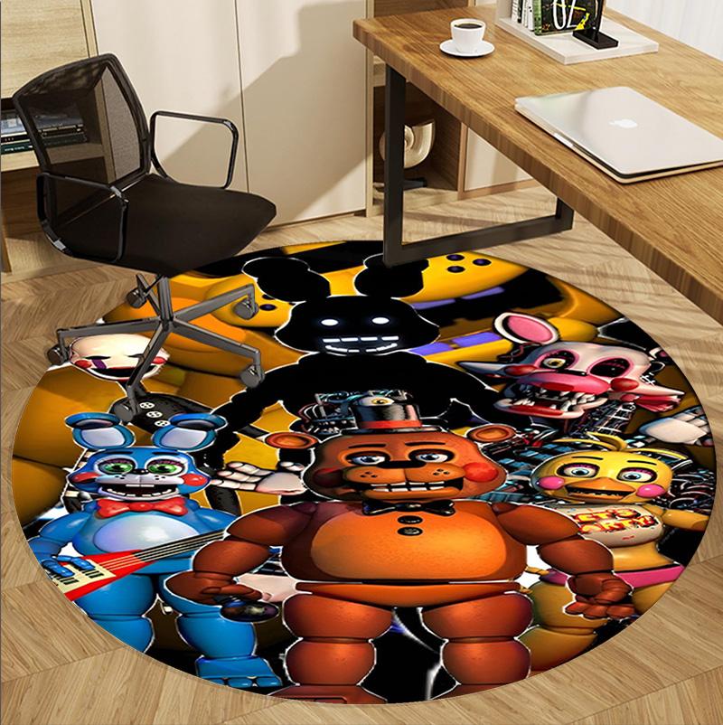 Five Nights at Freddy's Muster Runder Teppich, Innen-/Außenmatte, für Picknick, Spielzimmer, Schlafzimmer, Büro, Wohnzimmer, Heimdeko Teppich, Geburtstagsgeschenk