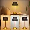 Kovová nabíjateľná LED stolná lampa s látkovým tienidlom Bezdrôtová stmievateľná Kreatívne náladové svetlo Prenosné dotykové ambientné svetlo do obývačky