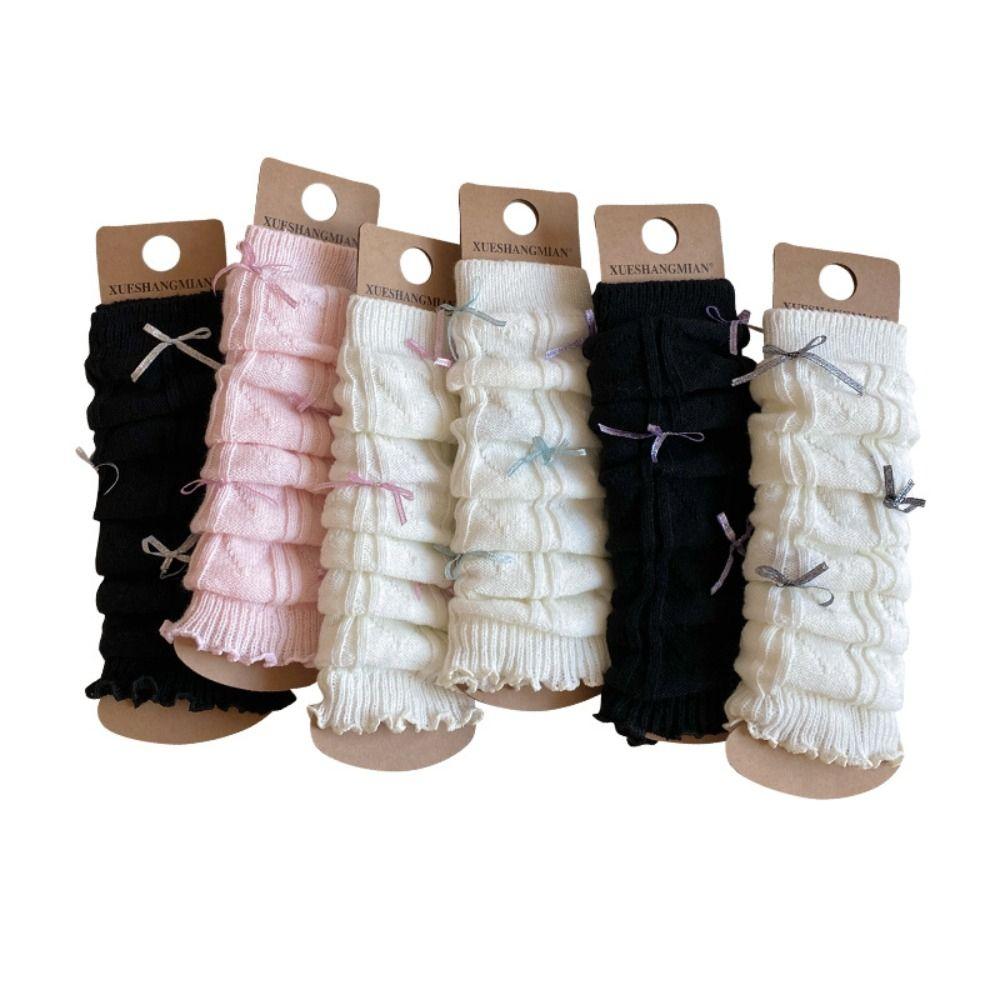 Einfarbige Beinstulpen Schleifenband Lolita-Stil Socken Kinder Fußwärmer Herbst Winter Saison