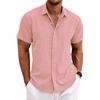 Taille Européenne Chemise Décontractée à Manches Courtes en Coton Lin pour Homme