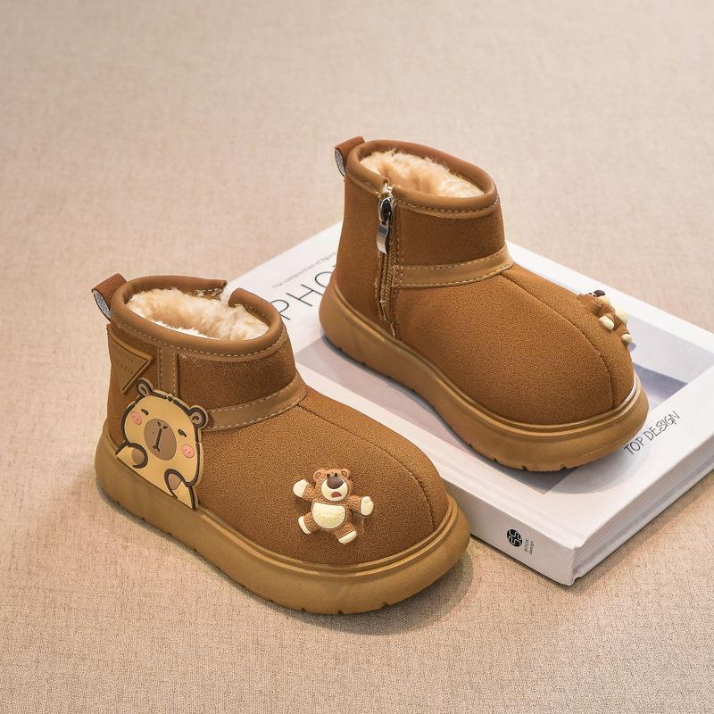 Children's cartoon cotton snow boots keep warm children's winter new large cotton short boots thick-soled anti-skid moisture