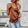 Women's ,Color Silk V,Neck Tank Top