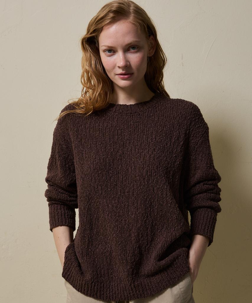 SHINE ON YOU Cotton Blend Loose Knit_ Deep Cocoa Brown