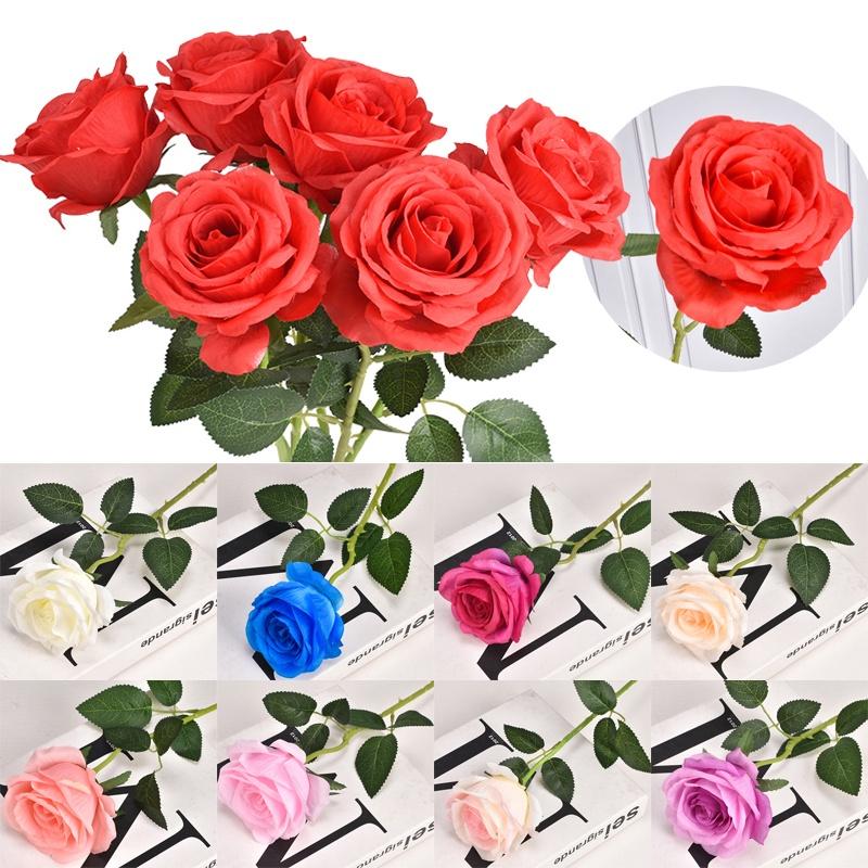 Vibrant 50cm Long Stem Artificial Roses Exquisite Fake Silk Flowers For Home Decor