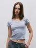 KITTY POTTERY Classic Soft Deep Square Neck T-Shirt (Blue)