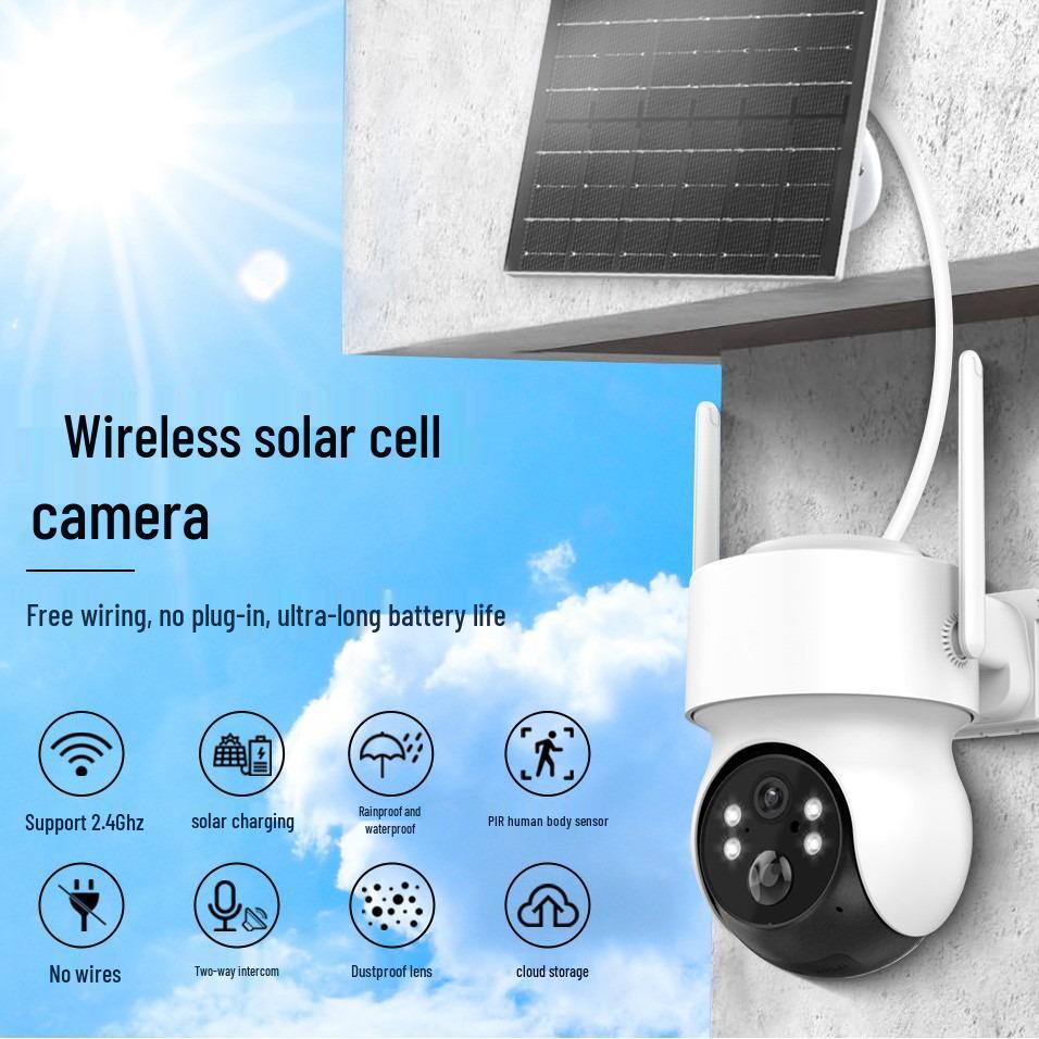 Caméra WiFi extérieure sans fil à énergie solaire avec accès à distance et longue autonomie en veille