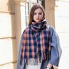 Stickad tjockt tryck varm vinterscarf Ny rutig design för kvinnor Pashmina Sjalar Cashmere Sjal Lady Wrap Tofs Scarves