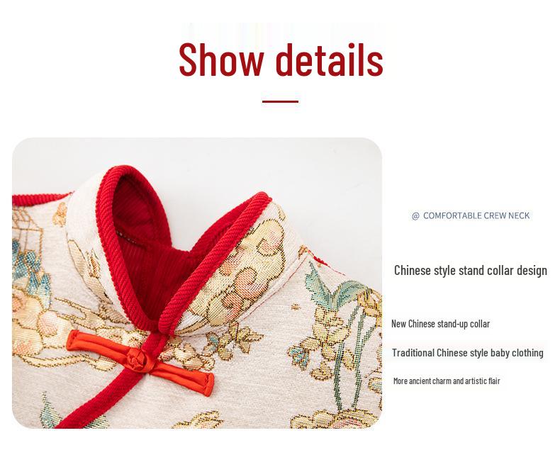 Children's Waterproof Dirt-Proof Coveralls: Chinese New Year Baby Outerwear for Autumn/Winter with Reversible Design and Protective Bib