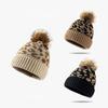 Cozy Leopard Print Hat Curled Edge Woolen Hat Trendy Knitted Hat Autumn Winter Outdoor Wear