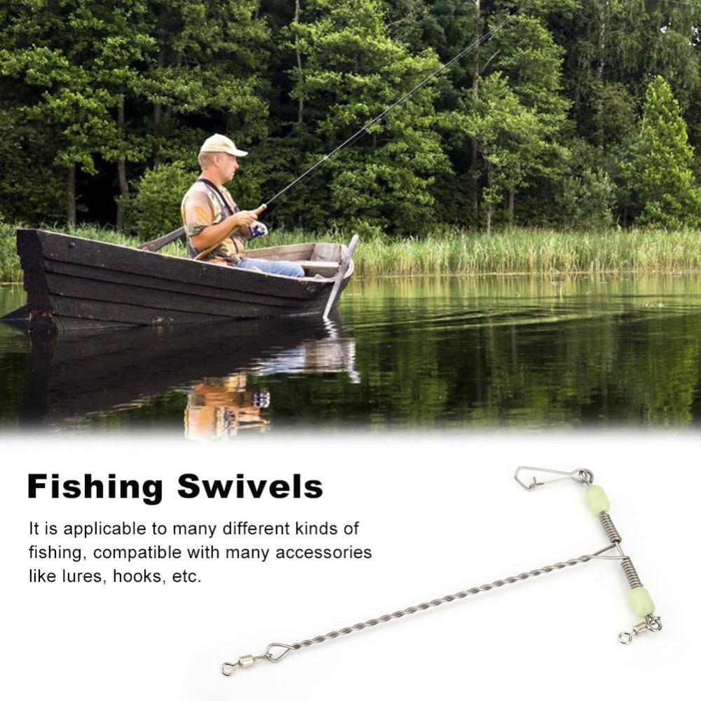 10pcs Stainless Steel Fishing Swivel Luminous Beads Balance Fishing Swivel Freshwater Fishing