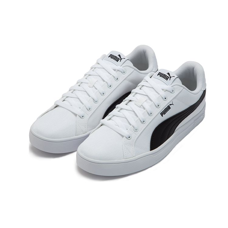 Puma Smash Vulc Plátěné Kožené Nízké Tenisky Unisex Tenisky Bílé Černé 385554-01