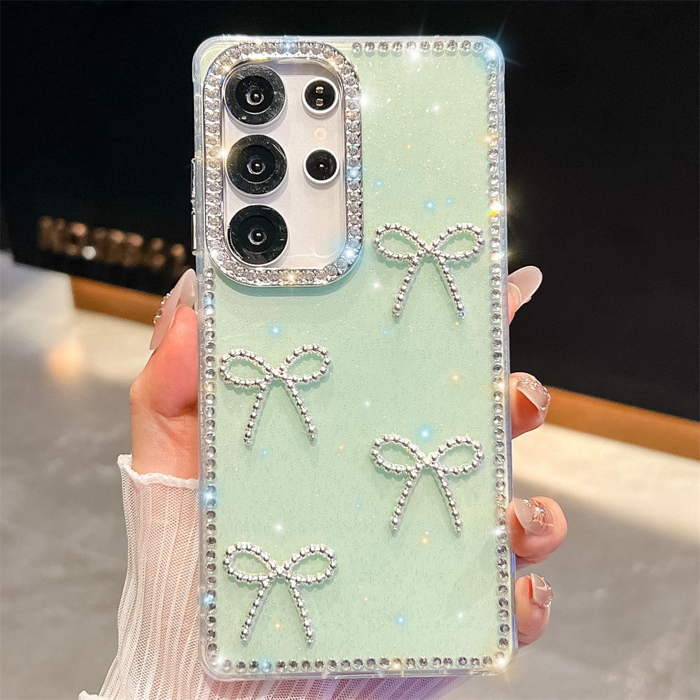 Apple iPhone 11PRO Samsung A11 Mobile Phone Case S11FE/S11 Handmade Rhinestone with Diamond Bow