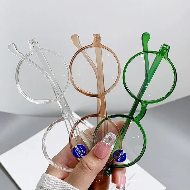 Neuer runder Rahmen Damen Lesebrille Ultraleicht Blaulichtfilter Presbyopie Brille Hohe Qualität Neutral