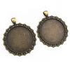 5pcs/lot 35mm Inner Size Antique Bronze and Silver Colors Plated Vintage Baroque Style Cabochon Base Setting Charms Pendant 