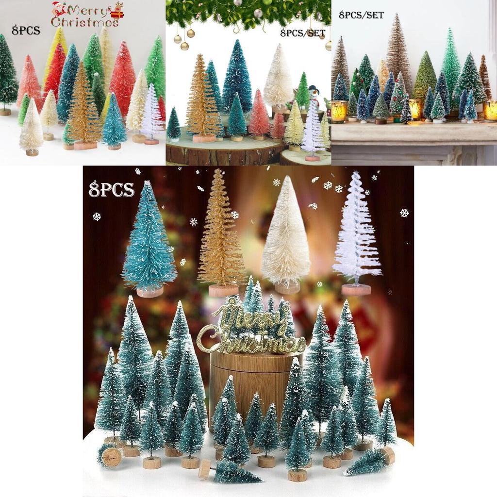 Exquisite Miniature Christmas Trees In White Blue Green And Gold For Xmas Decor