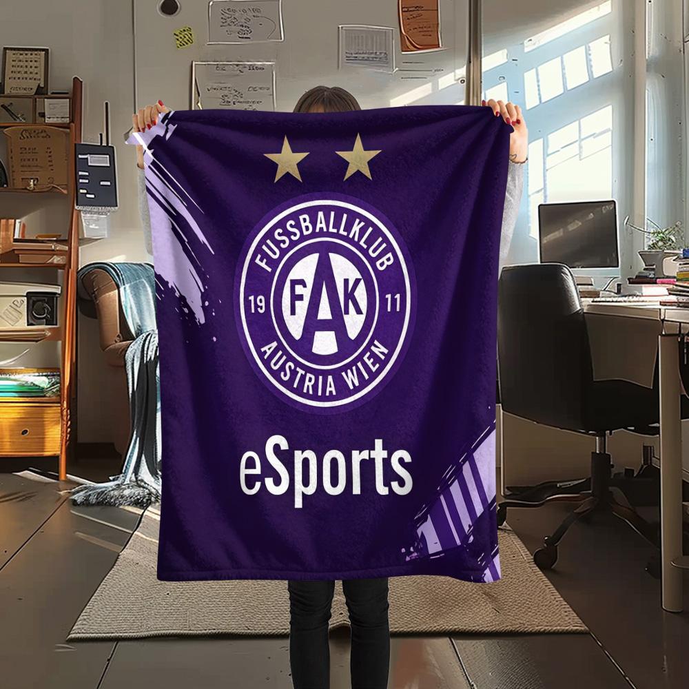 FK Austria Wien Print FlAannel Blanket, High Quality Comfortable for All Seasons, Home Decor, Warmth and Comfort