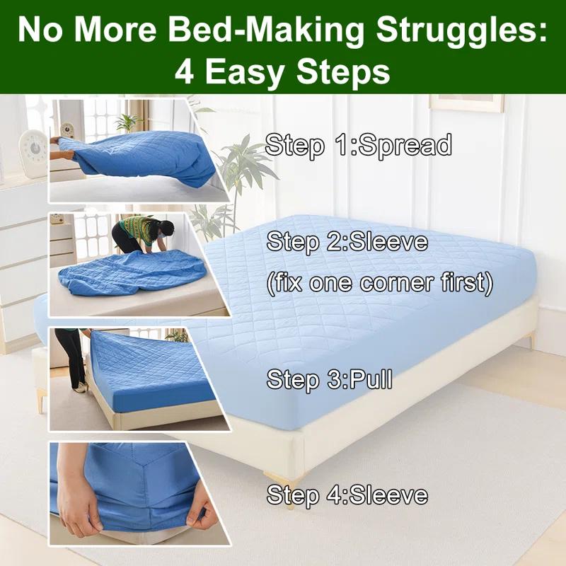 1PC Waterproof Urine-Proof Fitted Sheet, Diamond Quilted Mattress Protector, Elastic Band, Quilted Diamond Pattern No Pillowcases