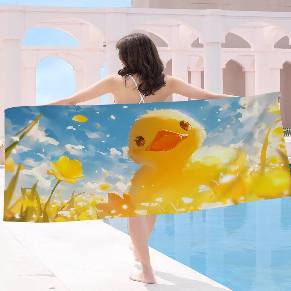 Yellow Classic Rubber Duck Cartoon  Microfiber Beach Towel Absorbent Quick dry Soft Yoga Swimming Resort Mountain Climbing Towel