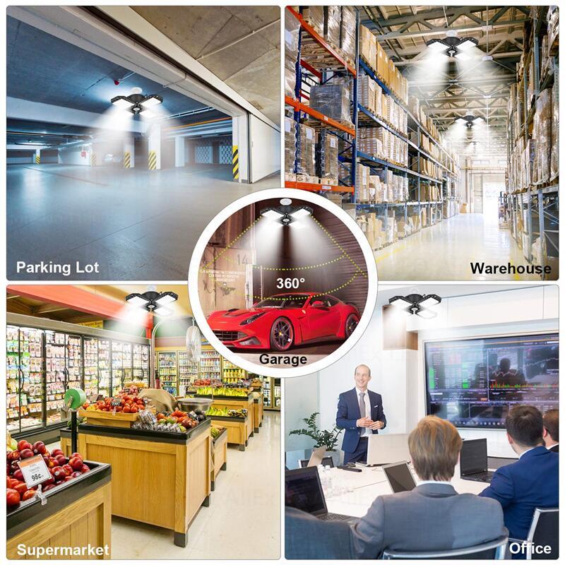 1PC LED Light E27 Deformable LED Garage Light 80W 45W LED Bulb Folding Lamp