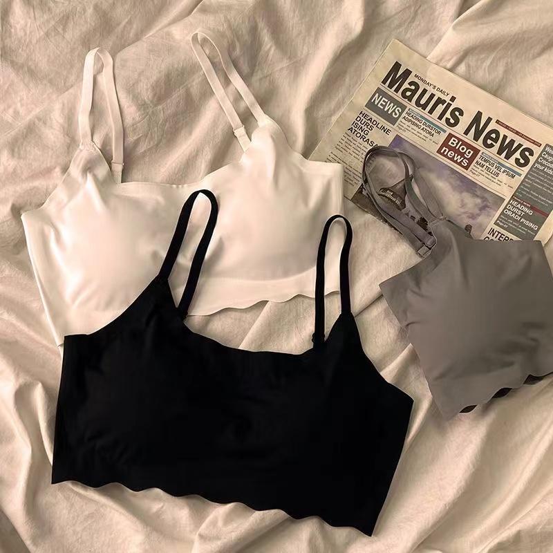 Ice Silk Bra Solid Color Women's Fashion Simple Skin Friendly Yoga Exercise Breathable Sleep Bra No Steel Rim Underwear