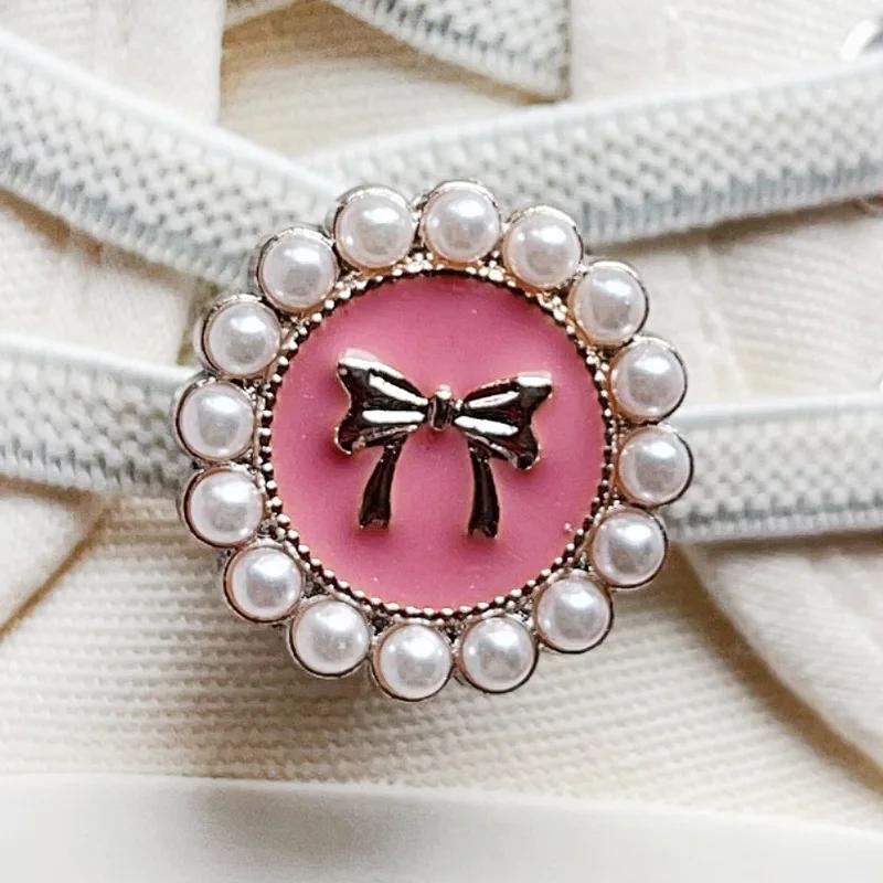 New Girls Pink Shoe Charm Buckle Shoe Laces Charms for Sneakers Decorations Fashion DIY Shoes Accessories 1Pcs